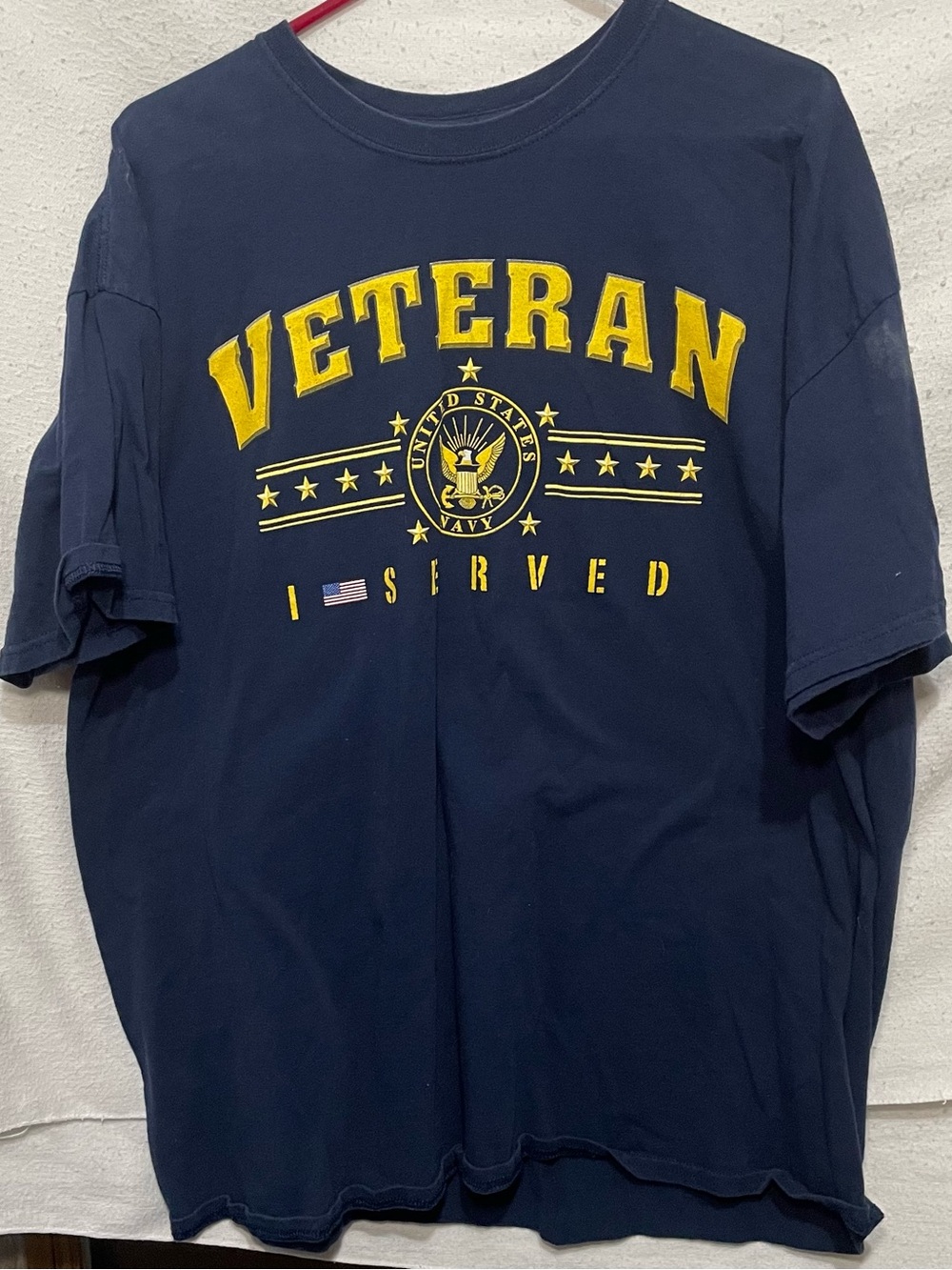 Navy Veteran Graphic Short-Sleeve Tee - Yellow Print 2 XL